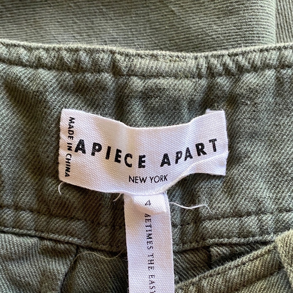 Apiece Apart Olive Green Cropped Elastic-Cuff Pants - Picture 8 of 8